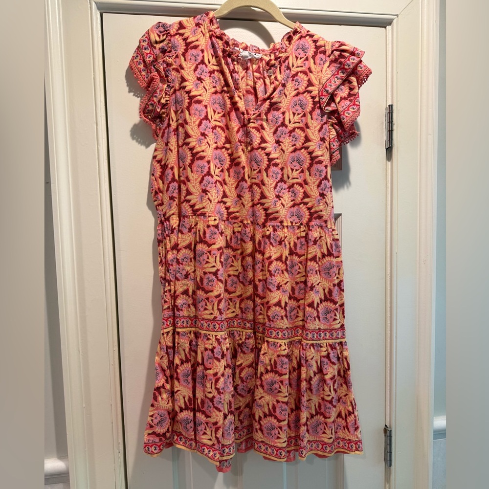Floral Mini Dress in Pink and Orange